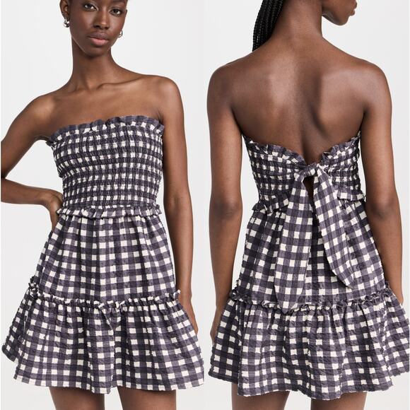 Sea New York Dresses & Skirts - NEW SEA New York Pucker Gingham Cover Up Tie Ruffles Strapless Mini Dress S: XzS